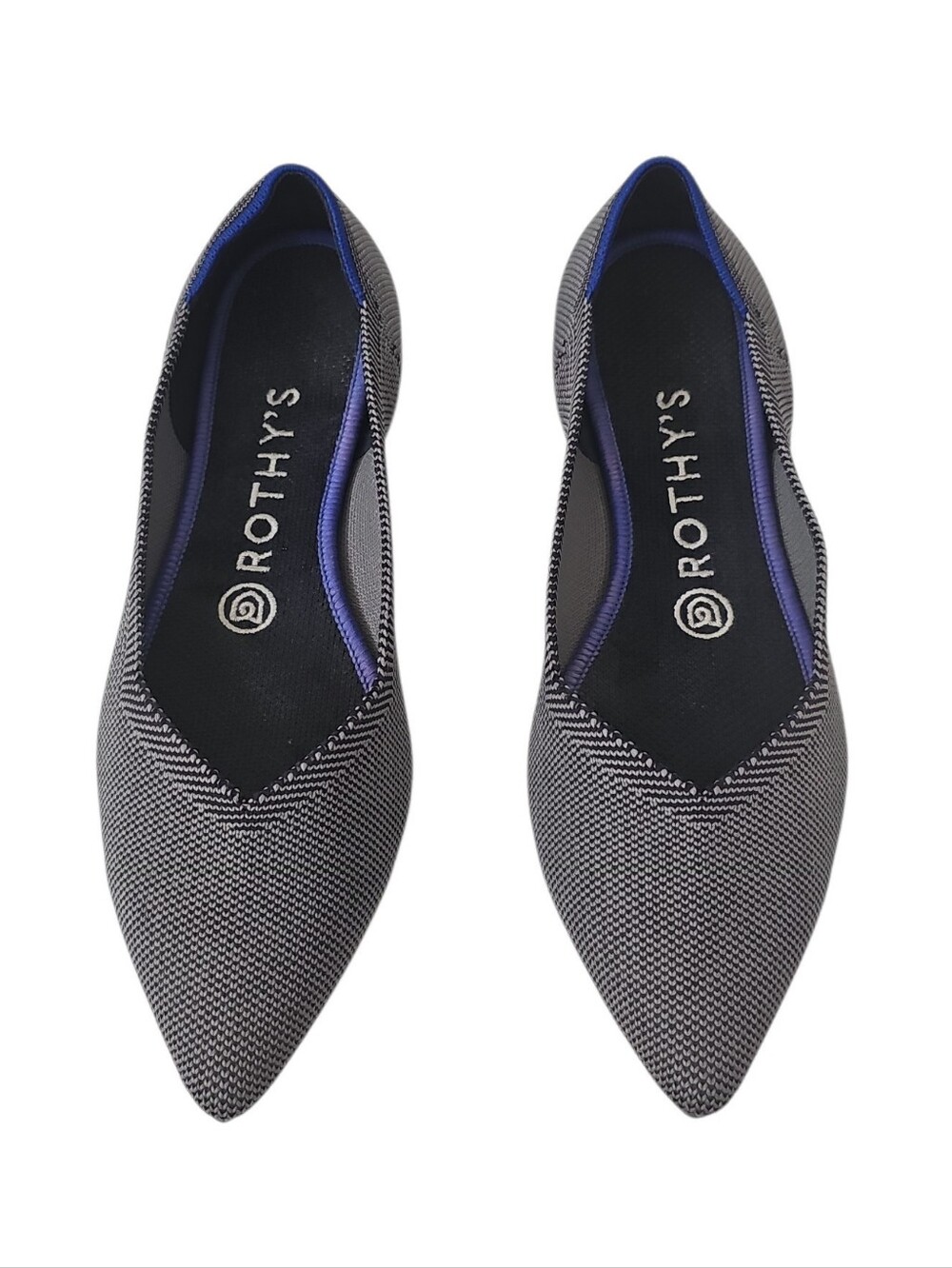 Rothy's Pointed Toe Knit Ballet Flats Shoe Gray Birdseye Slip On New - Picture 4 of 5